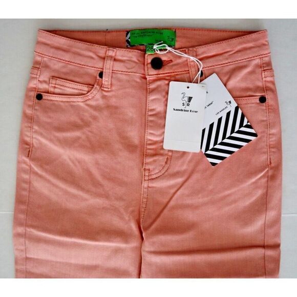 Sandrine Rose x FP Women Sz 26 Petal Pink High Rise Flare Stretch Jeans $120 - Picture 4 of 5